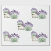 Papier Cadeau Lavande Blanc Rustique Vintage (Plat)