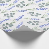 Papier Cadeau Lavande d'aquarelle et Motif d'eucalyptus (Coin)