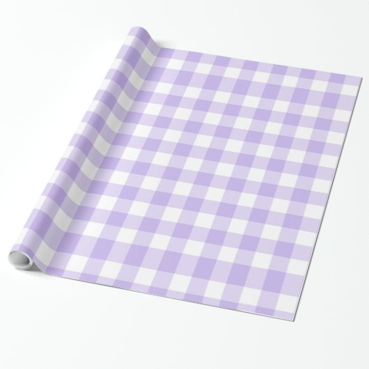 Papier Cadeau Lavande et blanc En vichy Motif Pays Chic (Déroulé)