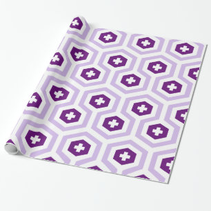 Papier Cadeau Lavande géométrique violet Hexagon et Motif croisé