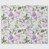 Papier Cadeau Lavande Purple Lilac Aquarelle Florale Fleurs (Plat)