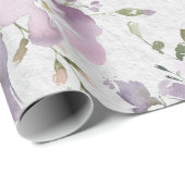 Papier Cadeau Lavande Purple Lilac Aquarelle Florale Fleurs (Coin rond)
