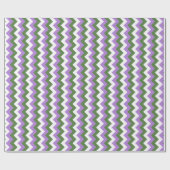Papier Cadeau Lavande, vert et blanc Chevron Zigzag (Plat)