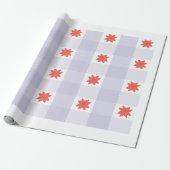 Papier Cadeau Lavender Gingham Floral Pattern Wrapping Paper (Déroulé)