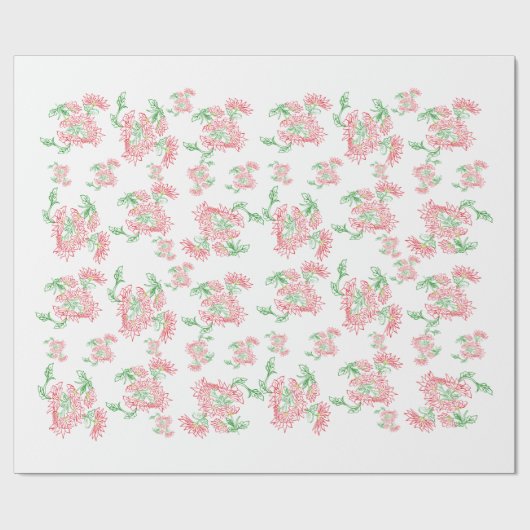 Papier Cadeau Lavender Gingham Floral Pattern Wrapping Paper (Plat)