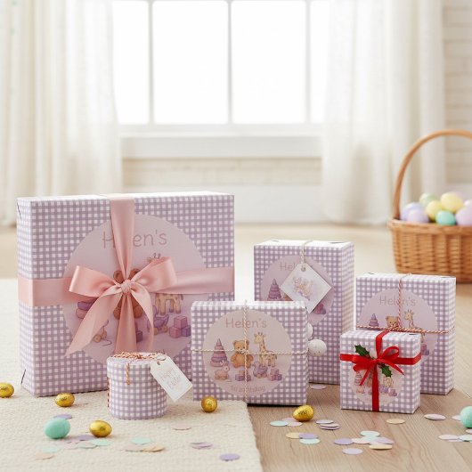 Papier Cadeau Lavender Gingham Wrapping Paper