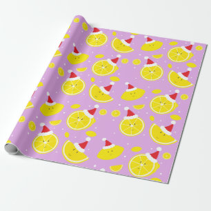Papier Cadeau Lavender Happy Lemons Santa Hats Motif