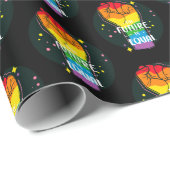 Papier Cadeau L'Avenir Est Également Élevé D'Un Poing (Coin rond)