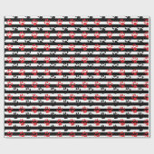Papier Cadeau Lavette Noir Rouge Sur Bandes Blanches Noires (Plat)