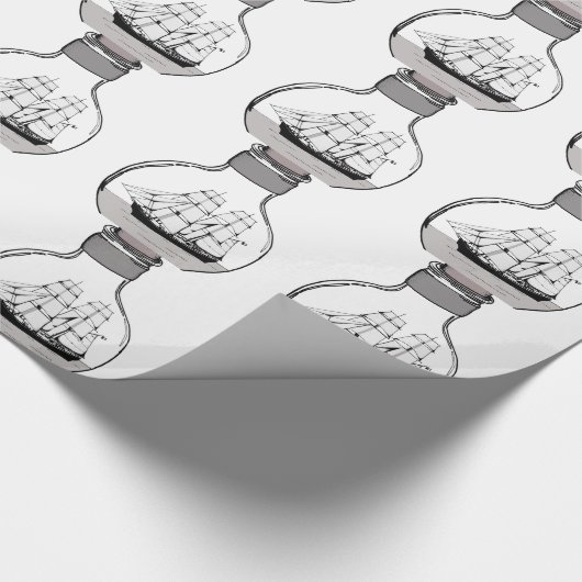 Papier Cadeau Le bateau dans l'ampoule en verre (Coin)
