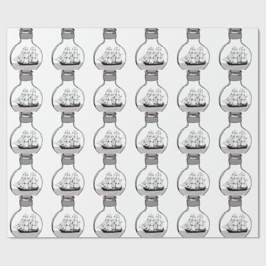 Papier Cadeau Le bateau dans l'ampoule en verre (Plat)