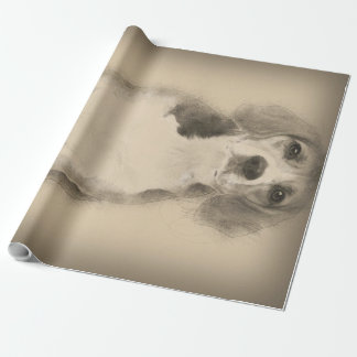 Papier Cadeau Le Beagle Est Illustré Au Crayon D'Un Vintage