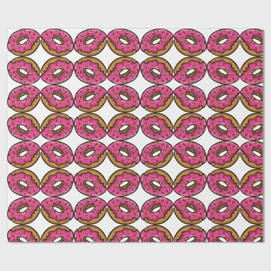 Papier Cadeau Le beignet glacé par rose avec l'arc-en-ciel (Plat)