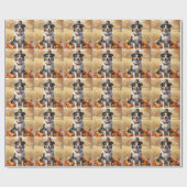 Papier Cadeau Le berger australien quitte l'automne Thanksgiving (Plat)