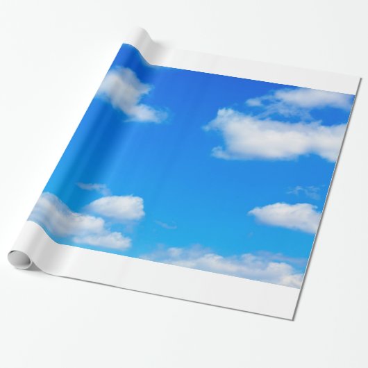 Papier Cadeau Le blanc de ciel bleu opacifie l'arrière - plan (Déroulé)
