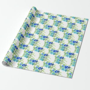 Papier Cadeau Le bleu sans fin m'oublie pas les fleurs