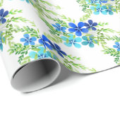 Papier Cadeau Le bleu sans fin m'oublie pas les fleurs (Coin rond)