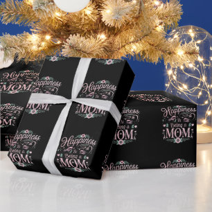 Papier Cadeau Le bonheur c'est d'être une maman pour la fête des