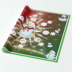 Papier Cadeau Le bonhomme de neige de Noël -