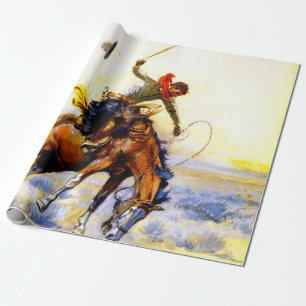Papier Cadeau "Le Bucker" Western Art de Charles M Russell