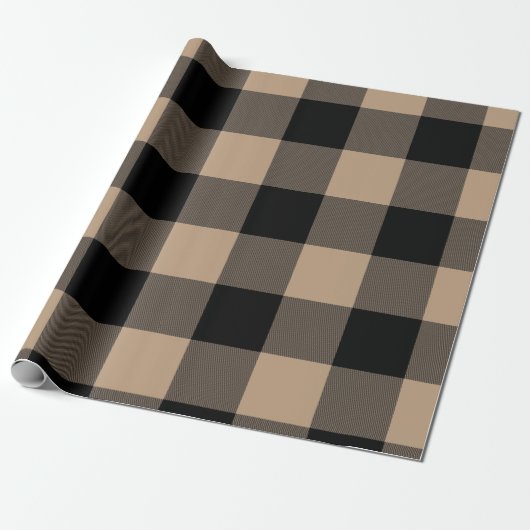 Papier Cadeau Le Buffalo Russe Plaid Coffee Tan Black (Déroulé)