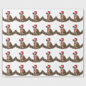 Papier Cadeau Le canard de Noël de Noël de Santa Hat (Plat)