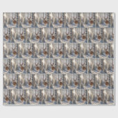 Papier Cadeau Le Cardinal Rouge perché sur les Antlers d'un cerf (Plat)