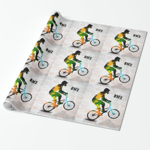 Papier Cadeau Le cavalier de BMX en peinture abstraite