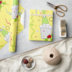 Papier Cadeau Le Champagne Sur Le Papier D'Enveloppement Du Chil