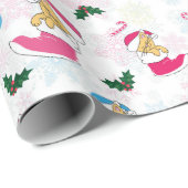 Papier Cadeau Le chat de Noël dort (Coin rond)