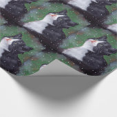 Papier Cadeau Le chat de smoking regardant la neige, huilent (Coin)