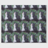 Papier Cadeau Le chat de smoking regardant la neige, huilent (Plat)