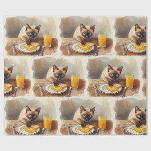 Papier Cadeau Le chat mange son petit-déjeuner