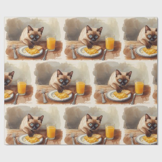 Papier Cadeau Le chat mange son petit-déjeuner (Plat)