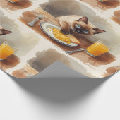 Papier Cadeau Le chat mange son petit-déjeuner (Coin)