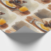 Papier Cadeau Le chat mange son petit-déjeuner (Coin)