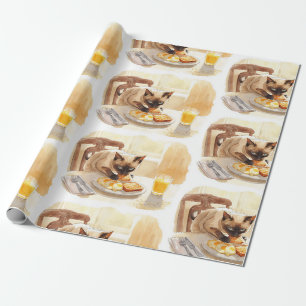Papier Cadeau Le chat mange son petit-déjeuner