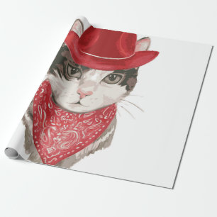 Papier Cadeau Le chat vintageel dessin motif avec un animal de c