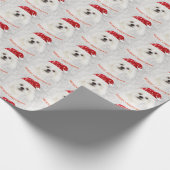 Papier Cadeau Le chiot maltais de Noël Bichon Frise à Santa (Coin)