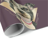 Papier Cadeau Le "chiot observe" l'aquarelle de chien de pitbull (Coin rond)