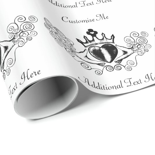 Papier Cadeau Le Claddagh (noir) (Coin rond)