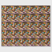 Papier Cadeau Le Cochon De Guinée Fête Avec Du Gâteau Et Du Boul (Plat)