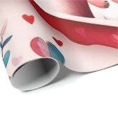 Papier Cadeau Le coeur de la Saint Valentin Envelopper le papier (Coin rond)