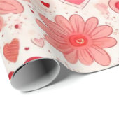 Papier Cadeau Le coeur de la Saint Valentin Envelopper le papier (Coin rond)