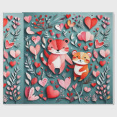 Papier Cadeau Le coeur de la Saint Valentin Envelopper le papier (Plat)