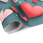 Papier Cadeau Le coeur de la Saint Valentin Envelopper le papier (Coin rond)