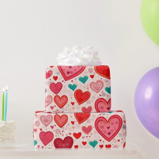 Papier Cadeau Le coeur de la Saint Valentin Envelopper le papier (Cadeaux de fête)