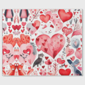 Papier Cadeau Le coeur de la Saint Valentin Envelopper le papier (Plat)