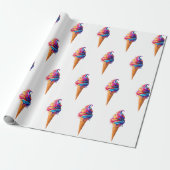 Papier Cadeau Le cône de glace classique vibrant de SlipperyJoe' (Déroulé)