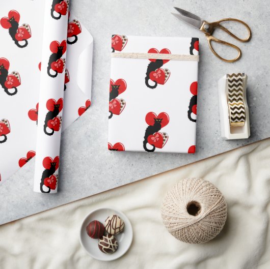 Papier Cadeau Le Conversation Noir Saint Valentin (Artisanat)